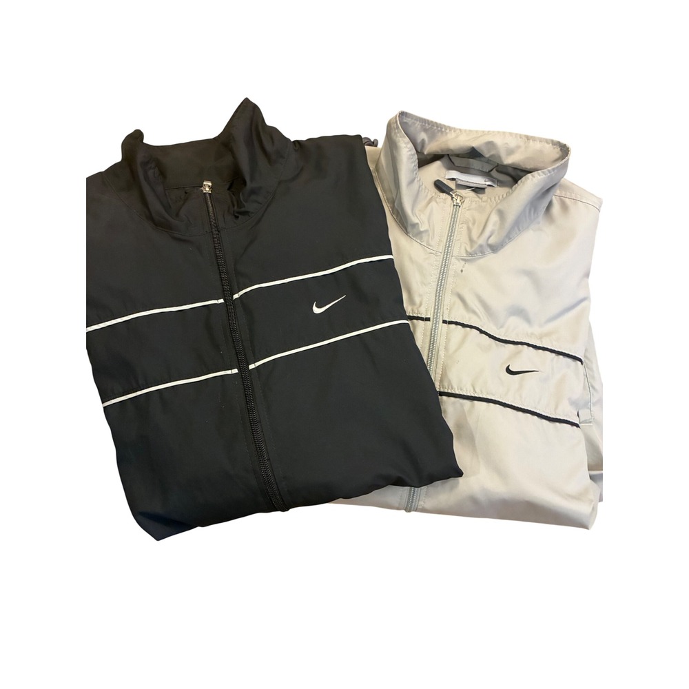 Vintage Nike Windbreaker Bundle Mens Large Black Grey Full Zip Track Jackets 2pc